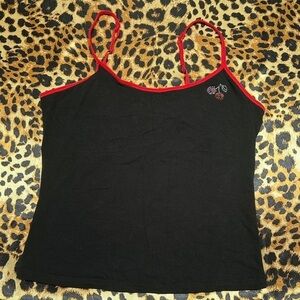 Y2K Steve Black & Red Tank with Rhinestoned Cherries